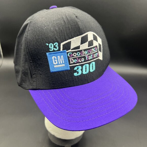 Vintage 1993 GM Goodwrench Delco Battery 300 Snapback Hat Cap Black Purple USA - Picture 5 of 11
